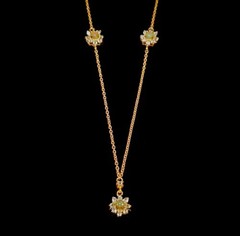 Opal And Topaz Flower Station Necklace Unique Handmade Artisan 925 Gold Plated