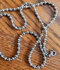 Vintage Italian Silpada Sterling Silver & Brass Fluted Beaded Necklace 24 Inches