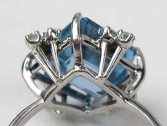 Square Shape Clear 7.30CT Aquamarine With Rose Cut Cubic Zirconia Handmade Ring