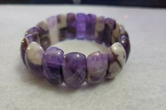 NEW! L35142-67g Faceted Natural Amethyst Oblong Stretchy Bracelet 7.5″ -25mm