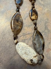 2 Chunky Natural Gemstones Necklaces Large Oval, And Small Round Stones ￼