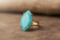 Amazonite Ring Anemone Jewelry Rose Gold Marquise Cut Prong Setting