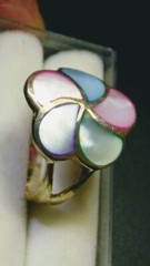 LOVELY MOP INLAYS IN STERLING SILVER.925 RING SIZE 6.75-7.0!