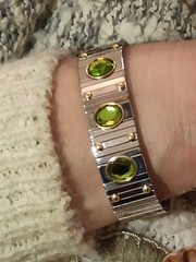 Peridot Bracelet and Ring Good Luck Jewelry Mom Birthday Gift 9ct Gems 19mm Wide