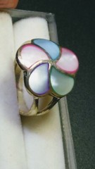 LOVELY MOP INLAYS IN STERLING SILVER.925 RING SIZE 6.75-7.0!