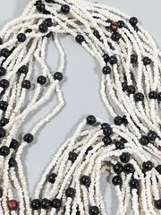 Artisan Bronze Tone Black White Acrylic Glass Bead Tribal Style Layered Necklace