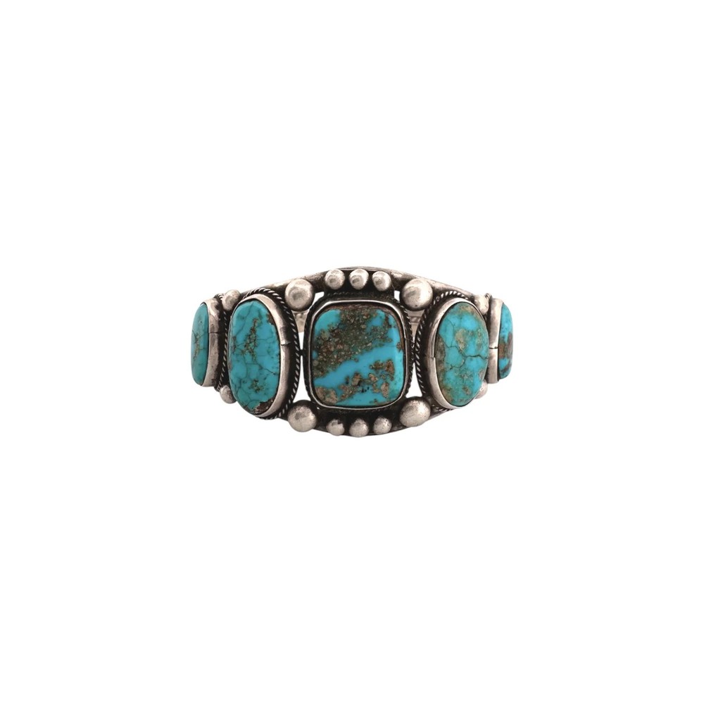 Navajo, Vintage, Bracelet, Morenci Turquoise, Circa 1960, Navajo, 6 1/2″