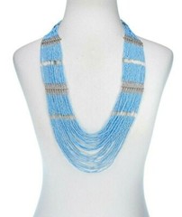 Himalayan Gems Hippie Style Waterfall Necklace Blue Larimar 20 Strands – New!