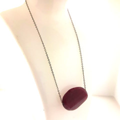 Pink Agate Gemstone Pendant Necklace 1.25*16*19