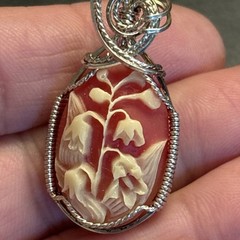 Vintage Sterling Silver Wire Wrapped Tree of Life Cameo Pendant Bezel Bail