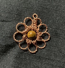 Flower Copper Pendant Wire Wrapped Tiger Eye Energy Health Luck Jewelry #PM1
