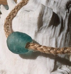 California sea glass adjustable jute twine braided anklet NWOT