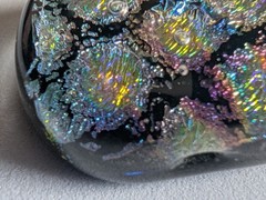 Handmade Dichroic Art Glass Pendant Iridescent Blue Purple Green Gold