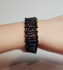 Deep Purple GLASS Bead Woven 85+ Yr Old Artisan 8″ ONE OF A KIND OOAK Bracelet