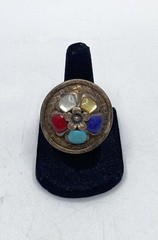 Walnut Boutique Sterling Silver 925 Multi Gemstone Floral Statement Ring Size 6