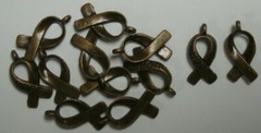 12 Cancer awareness hope ribbon charms ant bronze plated zinc findings CFP115