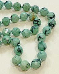 Sterling Silver 6.5MM TURQUOISE FACETED BEADS Necklace 19″ Length -New Old Stock