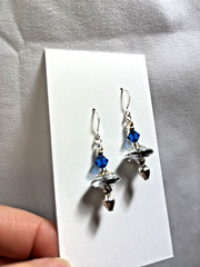 Handmade Blue Swarovski Crystal Earrings, Silver Plated Hooks
