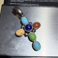 BARSE MULTI COLOR GEMSTONE CROSS PENDANT 12 Grams