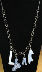 Chalcedony Blue Gemstone 925 Sterling Silver Chain Necklace Love abstract 23″