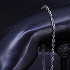 10” 3mm, Italian sterling silver 925 handmade bold rope chain bracelet anklet