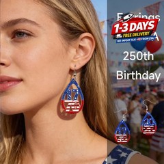 250th Anniversary Dangle Earrings Set, Patriotic Design Jewelry