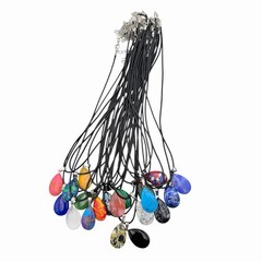 Natural 1″ Stone Teardrop Shaped Pendant Necklace On 17″-18″ Black Cord – CHOICE