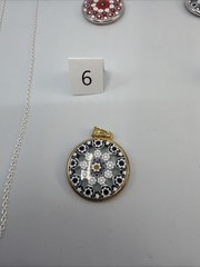Murano Glass Millefiori Pendant Necklace Silver Gold Plated Italy MS04