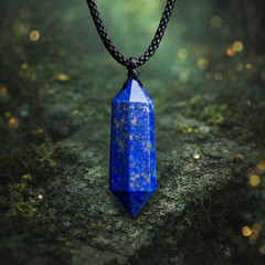 Deep Blue Lapis Lazuli Hexagonal Point Pendant Real Gemstone Protection Jewelry