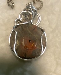Hand Wire Wrapped Brown Jasper Necklace. Stone found, cut, polished by artist.