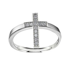 925 Sterling Silver Cubic Zirconia Adjustable Holy Cross Premium Ring For Women