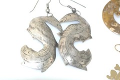 Artisan Mixed Metals Dangle Drop Earring Lot Lizard Dog Fish