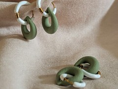 Handmade clay and Resin earrings Blue, Red, White, Green