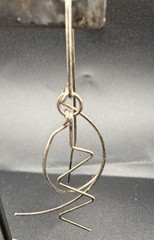 Modernist Abstract Wire Dangle Earrings Handmade Silver Tone Geometric