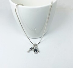 Padlock & Key Club Textured Pendant 925 Sterling Silver, Handmade Jewelry Gifts