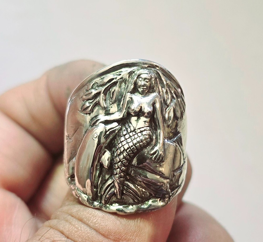 STERLING SILVER MERMAID GREETING DOLPHIN RING SIZE 9