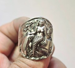 STERLING SILVER MERMAID GREETING DOLPHIN RING SIZE 9