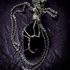 Mystic Morion Quartz Wire Wrapped Stone Amulet , Protective Pendant