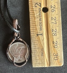 Handmade copper wire wrapped 1979 Barbados Ten Cent Coin Pendant 8f