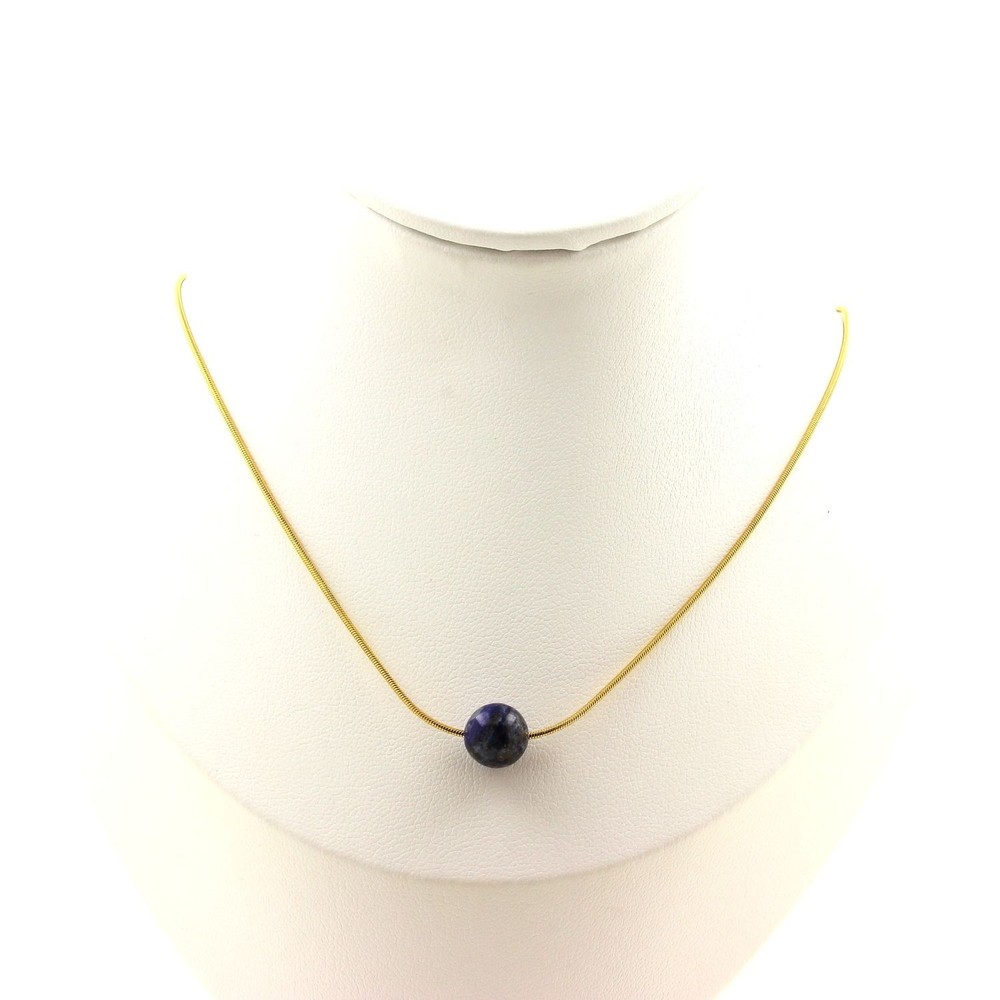 Necklace 1 Pearl Lapis Lazuli From Pakistan Quality 5A 0 5/16in Chain IN Fem