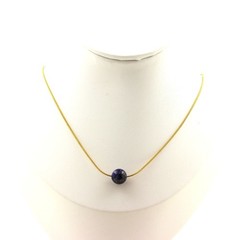 Necklace 1 Pearl Lapis Lazuli From Pakistan Quality 5A 0 5/16in Chain IN Fem
