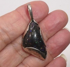 Sterling Silver Pendant Black Matrix Fire Opal Handcrafted Artisan Studio OOAK