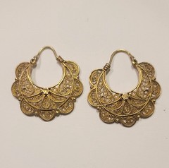 925 Sterling Silver Vermeil Turkish Ottoman filigree Earrings 8.2 Grams