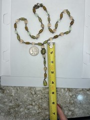 Dayne DuVall artisan signed handmade glass beaded y lariat necklace vintage