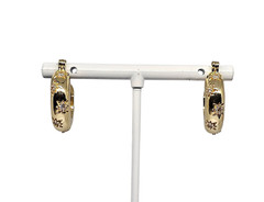 Starburst 14K Gold Plated Hoop Cubic Zirconia Bubble Huggie Post Earrings