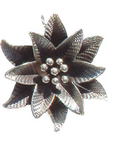 Handmade Hill Tribe Flower Pendant Fine Silver Flower Three Dimensional Pendant