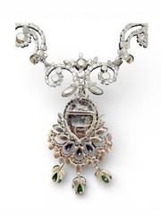 MOANS Couture Baroque-Inspired Carved Glass Necklace/Brooch OOAK