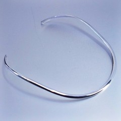 16”, vintage Mexico Sterling 925 silver handmade oval choker collar necklace