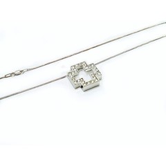 Sparkling Cz’s Square Greek Cross 925 Sterling Silver 18″ Snake Chain Necklace