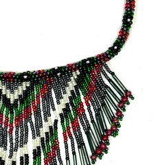 Seed bead bib choker necklace multicolor boho ethnic southwest handmade A